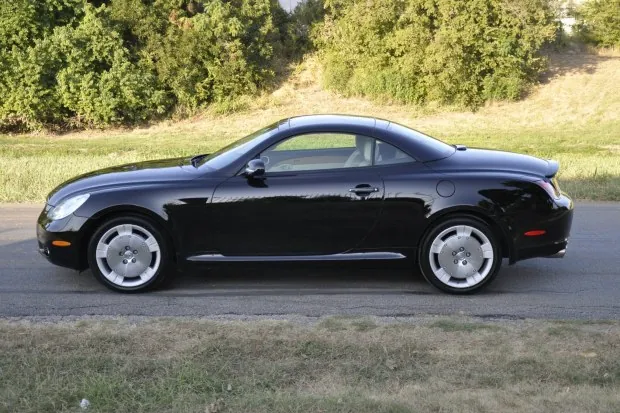 Side view of black 2005 Lexus SC430.