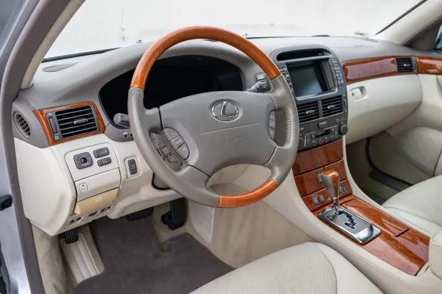 Interior of 2006 Lexus LS430 with wood trim.