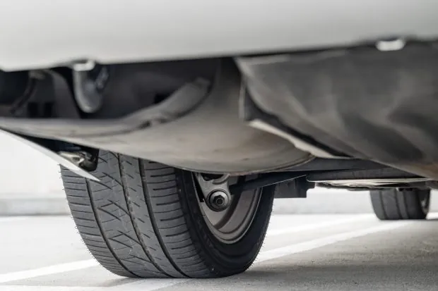 Close-up of a Lexus LS430 rear wheel.