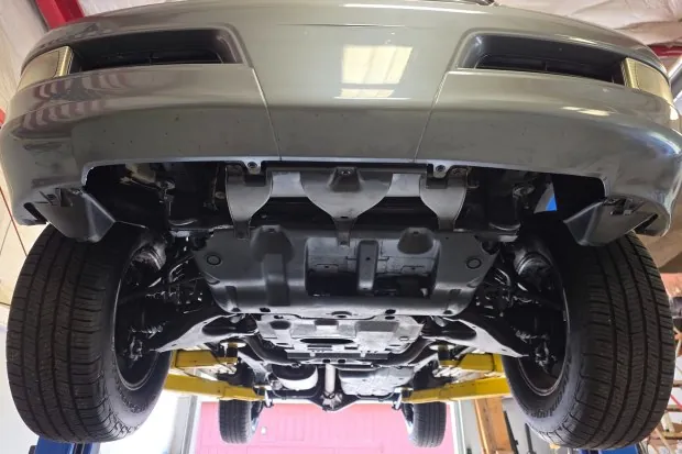 Undercarriage of 2007 Lexus GX470 on lift