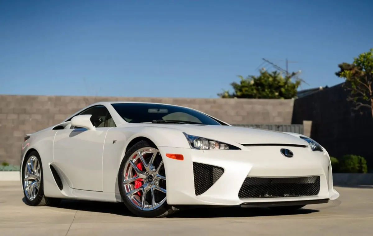 White 2012 Lexus LFA parked outdoors.