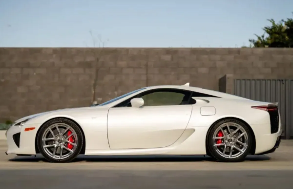 Side view of a white 2012 Lexus LFA