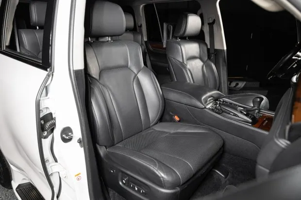 Black leather seats in a 2018 Lexus LX570.