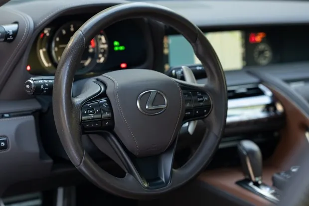 Lexus LC500 steering wheel and dashboard