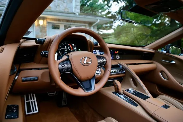 Lexus LC500 interior with Toasted Caramel leather.