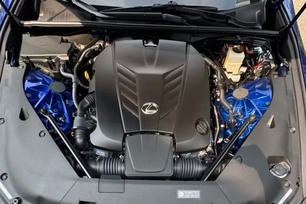 Lexus LC500 engine bay with V8 engine