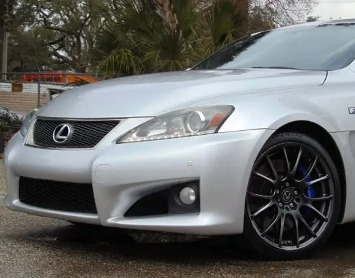 Silver Lexus ISF parked outdoors.