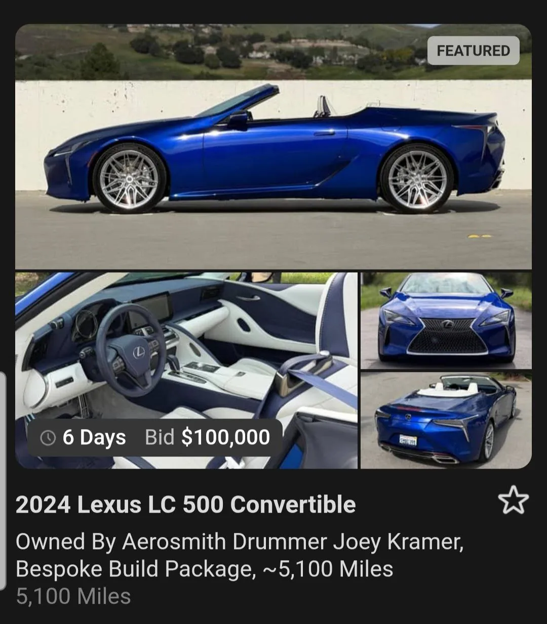 Blue 2024 Lexus LC 500 Convertible