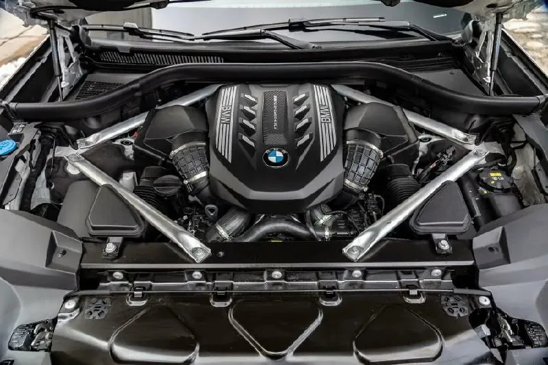 BMW engine with visible strut braces