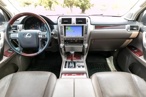 Interior of 2011 Lexus GX460 with touchscreen