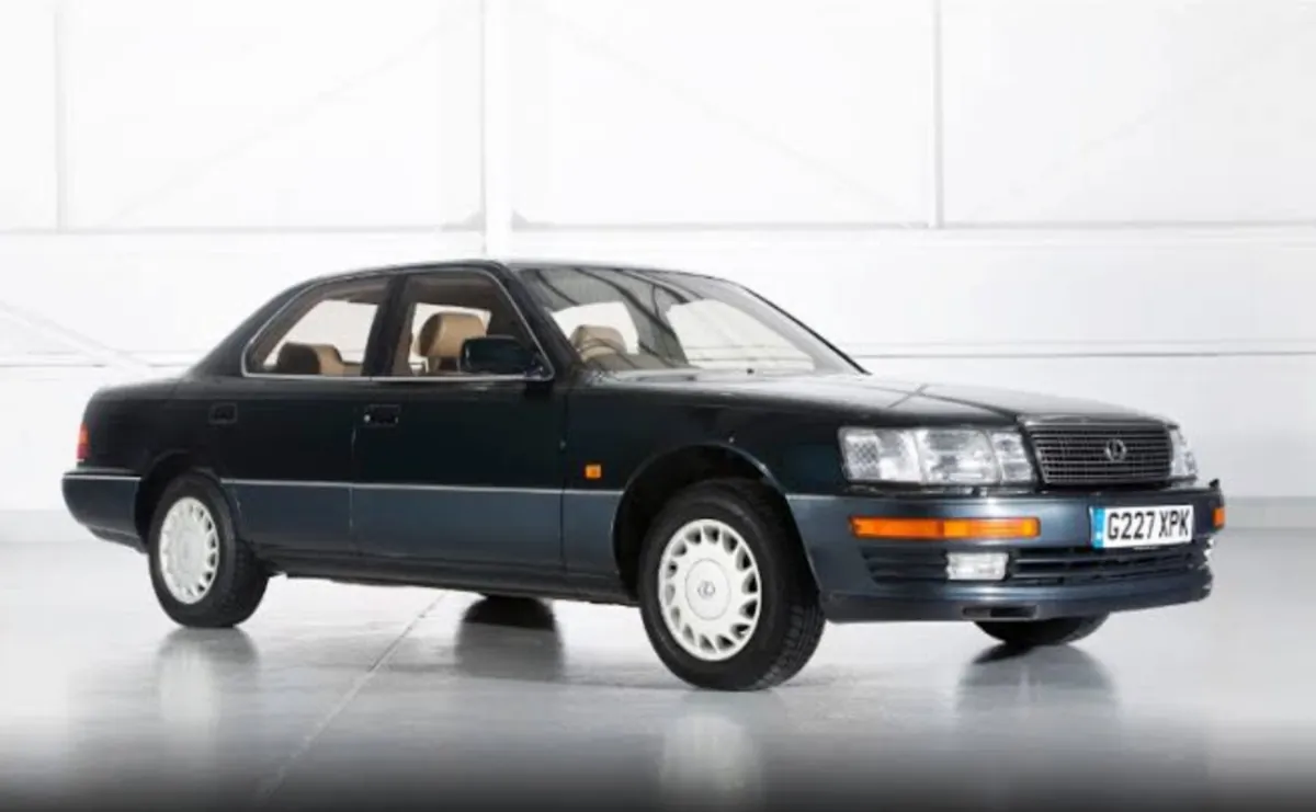 Classic Lexus LS in a white studio.