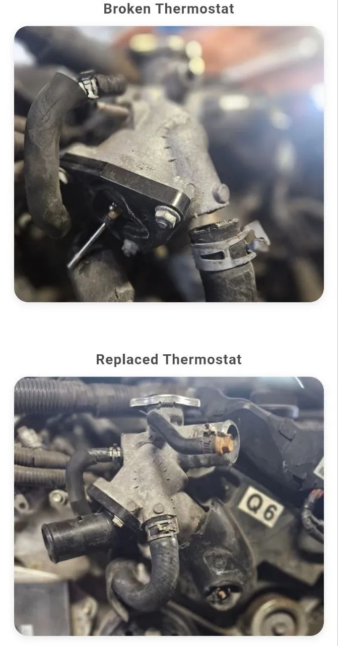 Broken and replaced thermostats in Lexus IS250.