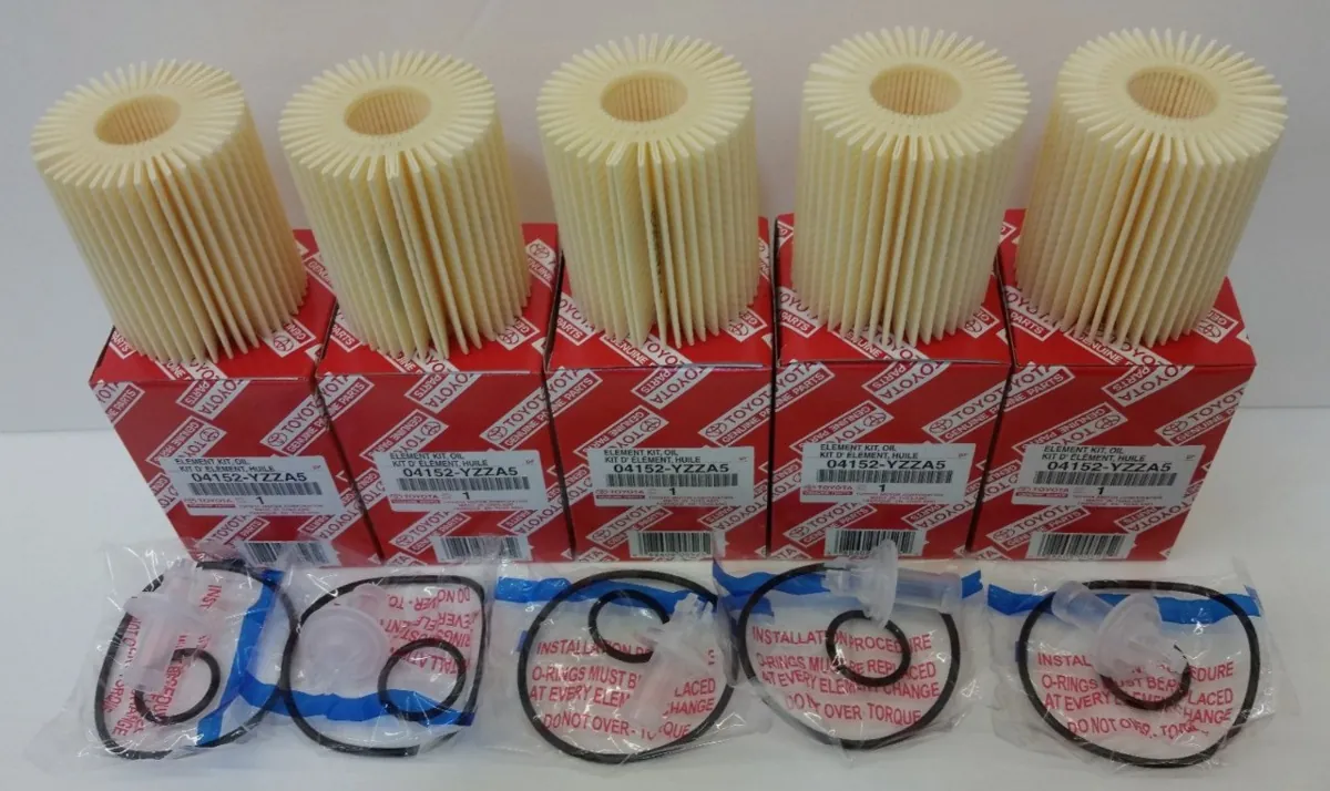 Five Lexus oil filters with gaskets