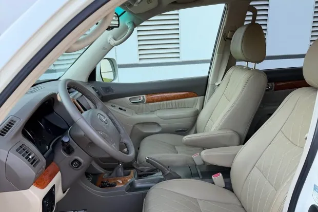 Beige leather interior of a 2005 Lexus GX470.
