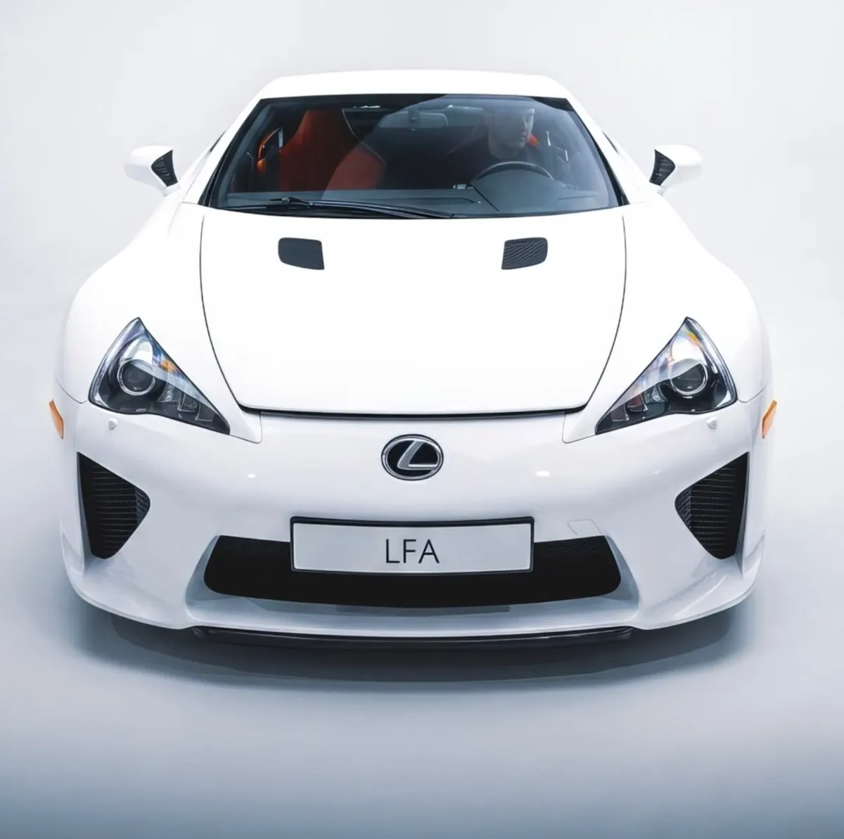 Front view of a white Lexus LFA.
